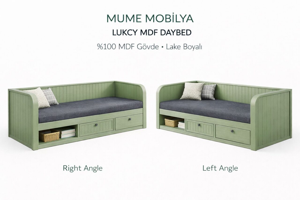 MUME Lucky MDF Daybed Yeşilimsi Gri(2)