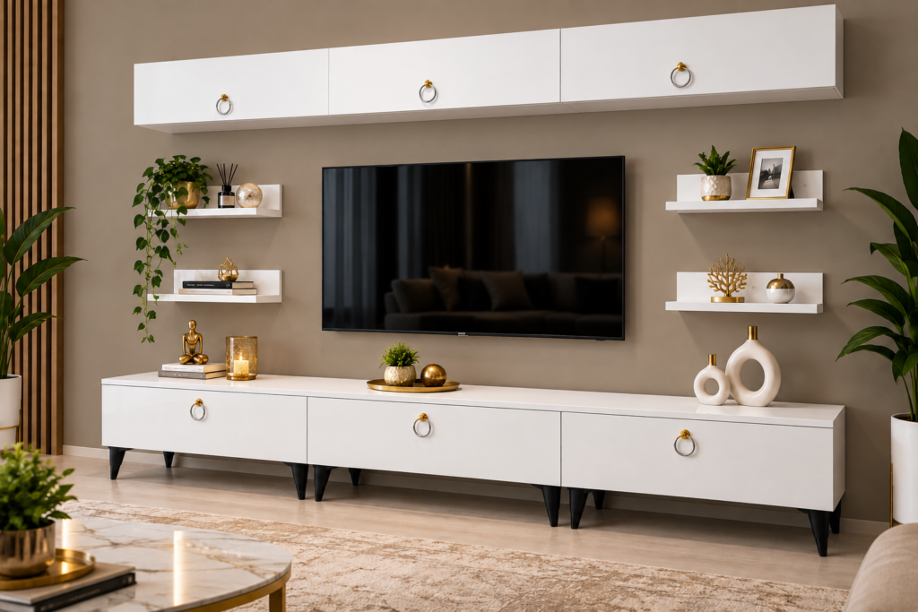 Liva TV Ünitesi 270 cm – Beyaz