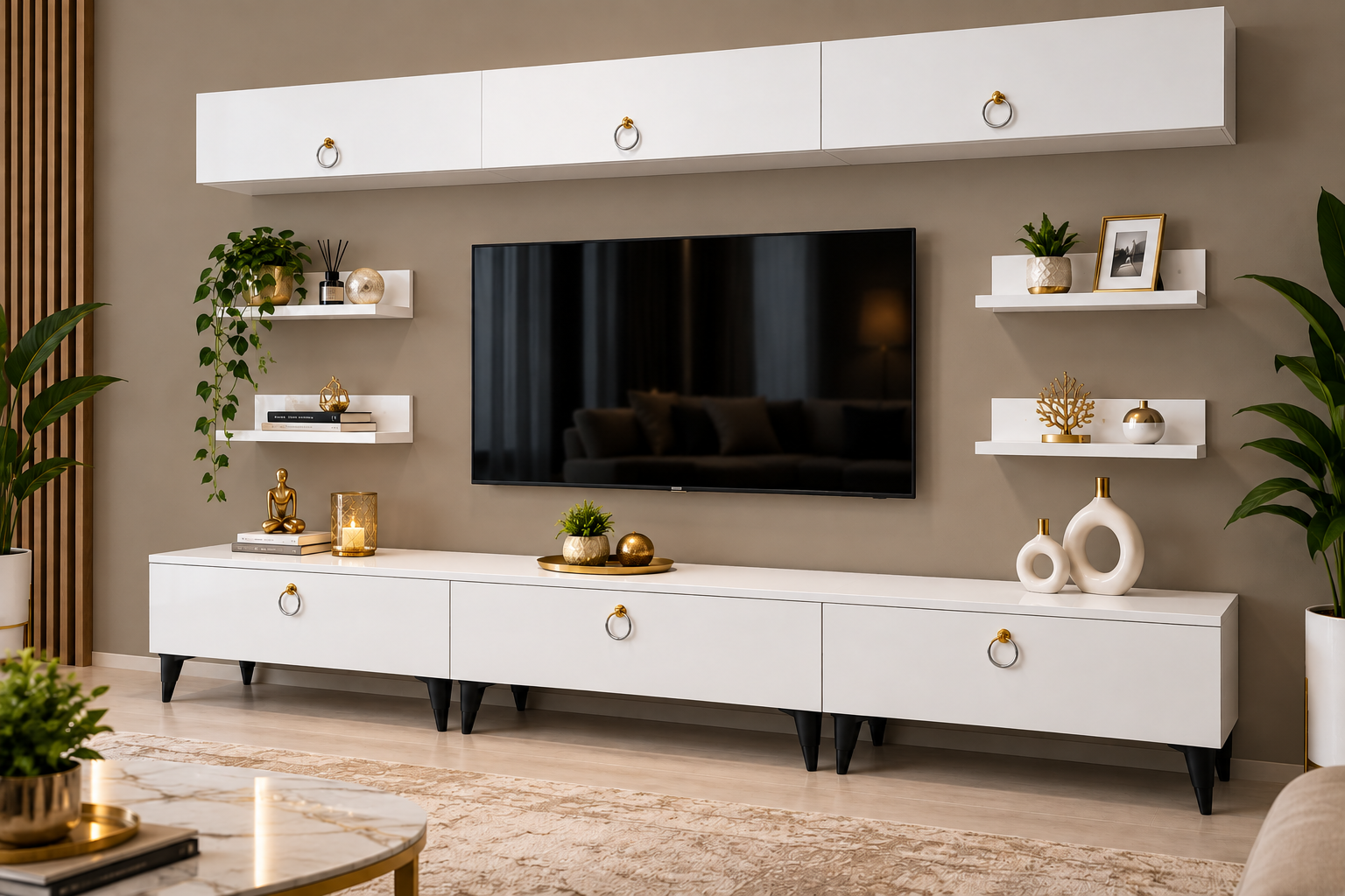 Liva TV Ünitesi 270 cm – Beyaz