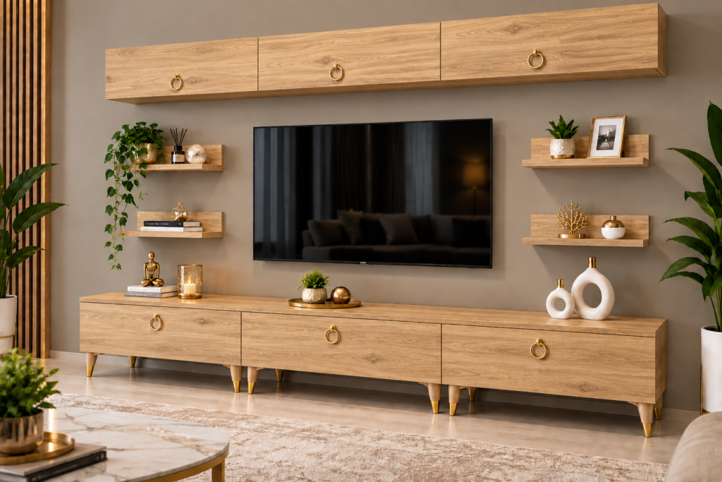 Liva TV Ünitesi 270 cm – Meşe