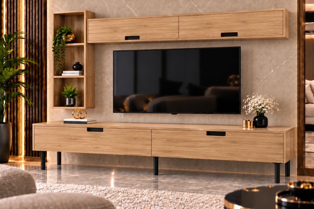 Modern Meşe TV Ünitesi – MUME Mobilya